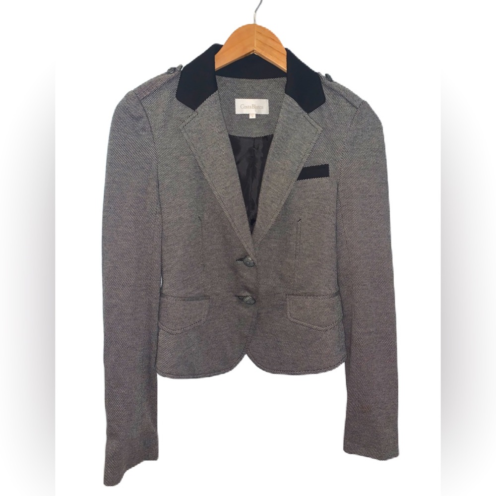 Costa Blanca Gray and Black Cropped Jacket Size 2